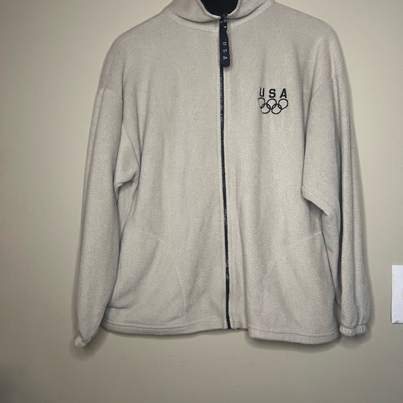 Vintage Made In USA Olympic Ring USA Zip Up Fleece Jacket Men’s Large - Picture 5 of 10